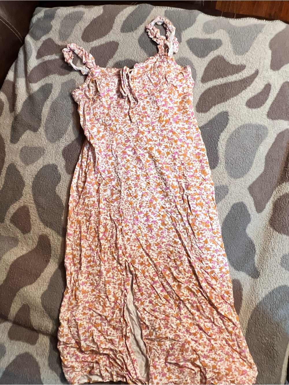 T.J.Maxx Pink and Orange Floral Maxi Dress